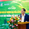 Tiến sỹ Trần Văn Tùng, Chủ tịch Hội Thông tin Khoa học và Công nghệ Việt Nam, nguyên Thứ trưởng Bộ Khoa học và Công nghệ phát biểu tại sự kiện. (Ảnh: Minh Sơn/Vietnam+)