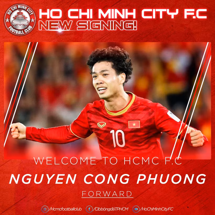 Tiền đạo Công Phượng trở lại V-League thi đấu sau một thời gian ngắn chuyển sang đội bóng Châu Âu. (Ảnh: CLB TP.HCM)