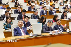 Tổng Bí thư, Chủ tịch nước Tô Lâm cùng các đồng chí lãnh đạo Đảng, Nhà nước dự phiên họp. (Ảnh: Doãn Tấn/TTXVN)