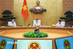 Thủ tướng Lê Minh Hưng chủ trì Hội nghị Ban Thường vụ Đảng ủy Chính phủ về công tác đánh giá, xếp loại cán bộ. (Ảnh: Dương Giang/TTXVN)