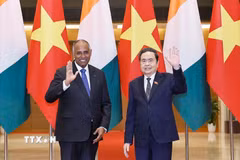 Chủ tịch Quốc hội Trần Thanh Mẫn đón Chủ tịch Quốc hội Cộng hòa Côte d’Ivoire (Bờ Biển Ngà) Patrick Achi thăm chính thức Việt Nam. (Ảnh: Doãn Tấn/TTXVN)