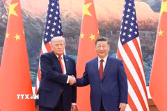 Chủ tịch Trung Quốc Tập Cận Bình (phải) trong cuộc gặp Tổng thống Mỹ Donald Trump có chuyến thăm cấp Nhà nước tới Trung Quốc, tại Bắc Kinh ngày 14/5/2026. (Ảnh: THX/TTXVN phát)