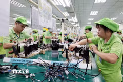 Dây chuyền sản xuất cụm dây dẫn điện một doanh nghiệp FDI ở Phú Thọ. (Ảnh: Trần Việt/TTXVN)