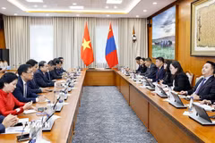Chủ tịch Quốc hội Trần Thanh Mẫn tiếp Nhóm Nghị sỹ Hữu nghị Mông Cổ-Việt Nam. (Ảnh: Doãn Tấn/TTXVN)