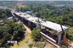 Dự án cao tốc tuyến Chợ Mới-Bắc Kạn qua địa phận xã Thanh Thịnh, tỉnh Thái Nguyên. (Ảnh: Trần Trang/TTXVN)