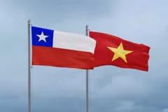 Quốc kỳ Việt Nam và quốc kỳ Chile.