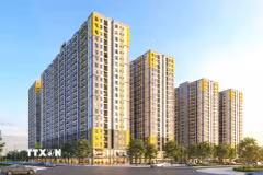Phối cảnh Dự án khu nhà ở phức hợp cao tầng tại phường Tam Hiệp, thành phố Đồng Nai. (Ảnh: TTXVN phát)
