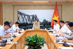 Phó Thủ tướng Hồ Quốc Dũng chủ trì cuộc Họp về việc tháo gỡ khó khăn, vướng mắc của Công ty cổ phần đóng tàu Thái Bình Dương. (Ảnh: Tuấn Anh/TTXVN)