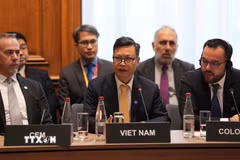 Đại sứ đặc mệnh toàn quyền Việt Nam tại Pháp Trịnh Đức Hải phát biểu tại Hội nghị Bộ trưởng Cơ quan Năng lượng Quốc tế (IEA) năm 2026. (Ảnh: TTXVN phát)