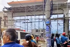 Nơi xảy ra vụ sập giàn giáo. (Ảnh: TTXVN phát)