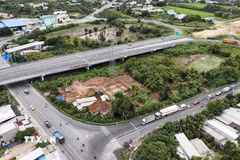 Khu vực thực hiện Dự án cải tạo nút giao An Bình (trên địa bàn phường Mỹ Trà, tỉnh Đồng Tháp). (Ảnh: Nhựt An/TTXVN)