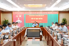 Đồng chí Trần Sỹ Thanh, Ủy viên Bộ Chính trị, Bí thư Trung ương Đảng, Chủ nhiệm Ủy ban Kiểm tra Trung ương chủ trì kỳ họp. (Ảnh: Phương Hoa/TTXVN)