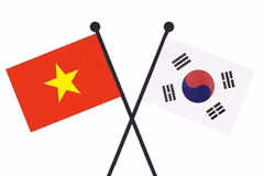 Quốc kỳ Việt Nam-Hàn Quốc. (Nguồn: Vietnam+)
