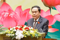 Ủy viên Bộ Chính trị, Bí thư Đảng ủy Quốc hội, Chủ tịch Quốc hội Trần Thanh Mẫn đọc Diễn văn khai mạc Đại hội. (Ảnh: Doãn Tấn/TTXVN)