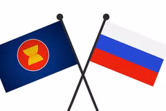 Cờ ASEAN-Nga. (Nguồn: Vietnam+)