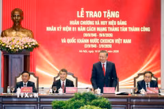 Tổng Bí thư, Chủ tịch nước Tô Lâm và các đồng chí lãnh đạo chủ chốt của Đảng, Nhà nước chủ trì Hội nghị. (Ảnh: Thống Nhất/TTXVN)