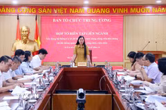 Họp Tổ Biên tập liên ngành xây dựng hệ thống cơ sở dữ liệu về tổ chức đảng, đảng viên liên thông với Hệ thống quản lý cán bộ, công chức, viên chức và Cơ sở dữ liệu quốc gia về dân cư. (Ảnh: Phạm Kiên/TTXVN)
