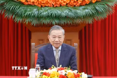 Tổng Bí thư Tô Lâm điện đàm Tổng thống Hàn Quốc Lee Jae Myung. (Ảnh: Thống Nhất/TTXVN)