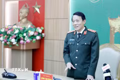 Đại tướng Lương Tam Quang, Ủy viên Bộ Chính trị, Bộ trưởng Bộ Công an phát biểu. (Ảnh: Thế Duyệt/TTXVN)
