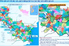 Sơ đồ dự án đầu tư xây dựng trục phát triển Bắc-Nam (đoạn từ xã Nam Tiên Hưng đến tuyến Đường bộ ven biển). (Ảnh: TTXVN phát)