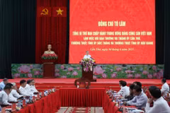 Tổng Bí thư Tô Lâm phát biểu tại buổi làm việc. (Ảnh: Thống Nhất/TTXVN)