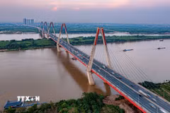 Cầu Nhật Tân. (Ảnh: Phạm Tuấn Anh/TTXVN)