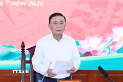 Đồng chí Trần Cẩm Tú, Ủy viên Bộ Chính trị, Thường trực Ban Bí thư, Bí thư Đảng ủy các cơ quan Đảng Trung ương phát biểu chỉ đạo hội nghị. (Ảnh: Phương Hoa/TTXVN)
