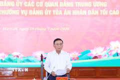Đồng chí Trần Cẩm Tú, Ủy viên Bộ Chính trị, Thường trực Ban Bí thư, Bí thư Đảng ủy các cơ quan Đảng Trung ương phát biểu chỉ đạo hội nghị. (Ảnh: Phương Hoa/TTXVN)
