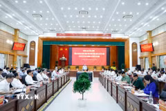 Tổng Bí thư Tô Lâm phát biểu chỉ đạo tại buổi làm việc với Ban Thường vụ Tỉnh ủy An Giang. (Ảnh: Thống Nhất/TTXVN)
