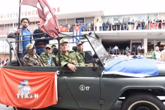 Những cựu chiến binh Cuba. (Ảnh: Việt Hùng/TTXVN)