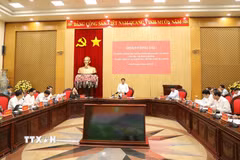 Quang cảnh buổi làm việc. (Ảnh: Đức Phương/TTXVN)