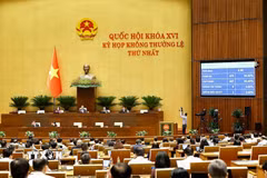 Quốc hội biểu quyết thông qua Luật sửa đổi, bổ sung một số điều của Luật Kiến trúc. (Ảnh: Doãn Tấn/TTXVN)