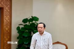 Bộ trưởng Bộ Khoa học và Công nghệ Vũ Hải Quân phát biểu tại cuộc họp. (Ảnh: Diệp Trương/TTXVN)