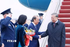 Lễ đón Tổng Bí thư Tô Lâm tại Sân bay quân sự Andrews, thủ đô Washington D.C. (Ảnh: Thống Nhất/TTXVN)