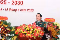 Đại tướng Trịnh Văn Quyết, Bí thư Trung ương Đảng, Chủ nhiệm Tổng cục Chính trị Quân đội Nhân dân Việt Nam dự và chỉ đạo Đại hội. (Ảnh: Xuân Khu/TTXVN)