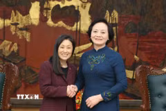 Phó Thủ tướng Phạm Thị Thanh Trà tiếp Đại sứ Hoa Kỳ tại Việt Nam Jennifer Wicks. (Ảnh: Lâm Khánh/TTXVN)