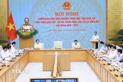 Thủ tướng Lê Minh Hưng kết luận Hội nghị triển khai thực hiện Chương trình mục tiêu quốc gia phát triển văn hóa-xã hội, nông thôn, dân tộc và miền núi giai đoạn 2026-2035. (Ảnh: Dương Giang/TTXVN)