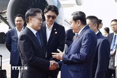 Lễ tiễn Chủ tịch Quốc hội Trần Thanh Mẫn tại Sân bay quốc tế Hàm Dương, thành phố Tây An, tỉnh Thiểm Tây. (Ảnh: Doãn Tấn/TTXVN)