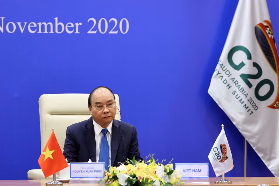 Thủ tướng Nguyễn Xuân Phúc tham dự Hội nghị thượng đỉnh nhóm các nền kinh tế phát triển và mới nổi hàng đầu thế giới-G20. (Ảnh: Thống Nhất/TTXVN)