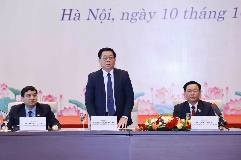  Trưởng Ban Tuyên giáo Trung ương Nguyễn Trọng Nghĩa phát biểu. (Ảnh: Doãn Tấn/TTXVN)