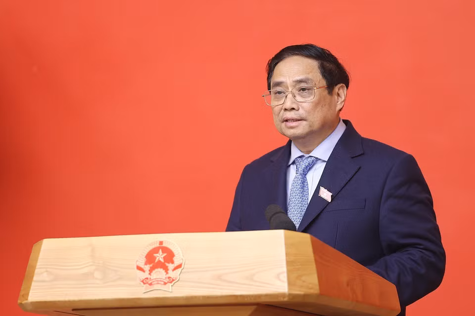 Thủ tướng Phạm Minh Chính phát biểu tại Lễ trao quyết định bổ nhiệm Phó Thủ tướng Chính phủ. (Ảnh: Dương Giang/TTXVN)