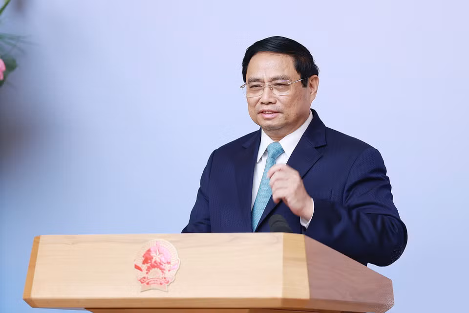 Thủ tướng Phạm Minh Chính phát biểu. (Ảnh: Dương Giang/TTXVN)