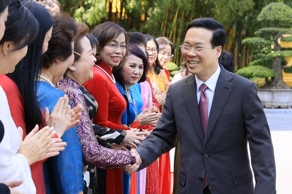 Chủ tịch nước Võ Văn Thưởng và các đại biểu. (Ảnh: Thống Nhất/TTXVN)
