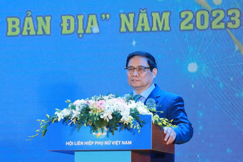 Thủ tướng Phạm Minh Chính phát biểu tại lễ trao giải. (Ảnh: Phương Hoa/TTXVN)