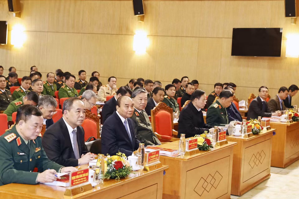 Chủ tịch nước Nguyễn Xuân Phúc dự hội nghị. (Ảnh: Thống Nhất/TTXVN)