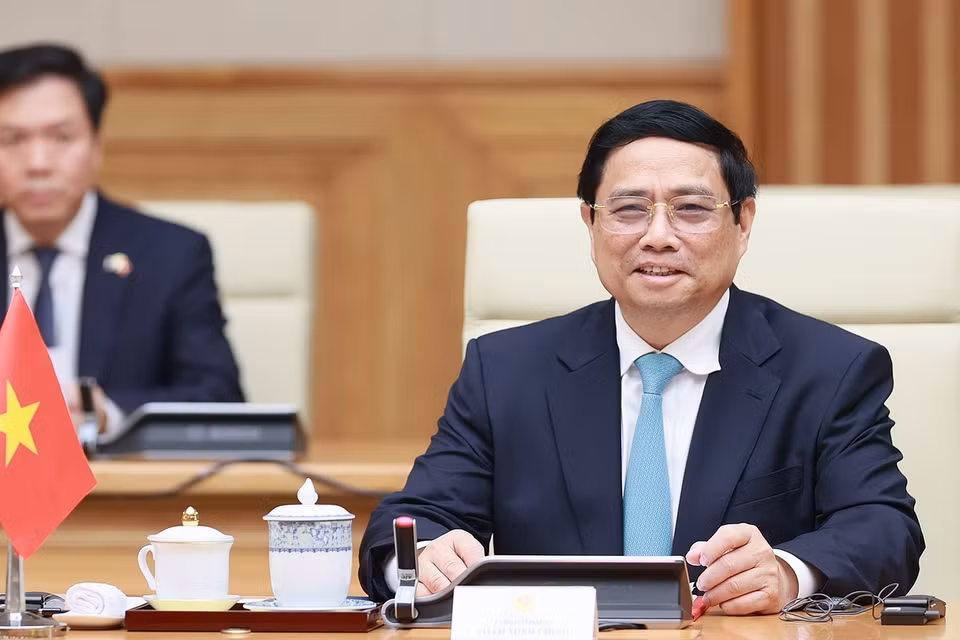 Thủ tướng Phạm Minh Chính phát biểu tại cuộc hội đàm với Thủ tướng Australia Anthony Albanese. (Ảnh: Dương Giang/TTXVN)