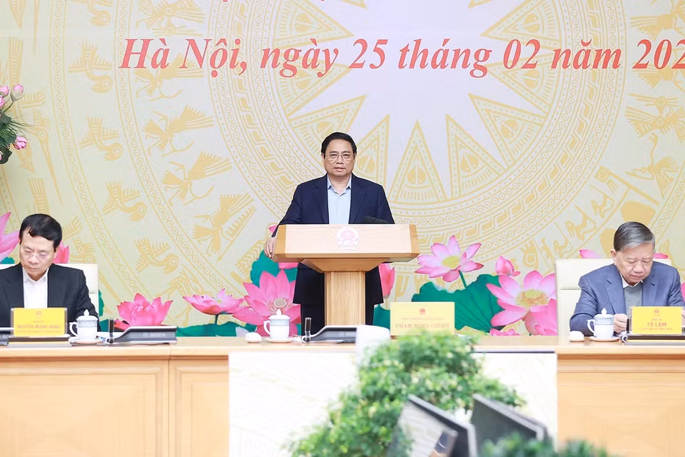 Thủ tướng Phạm Minh Chính phát biểu khai mạc phiên họp lần thứ 5 Ủy ban Quốc gia về chuyển đổi số. (Ảnh: Dương Giang/TTXVN)