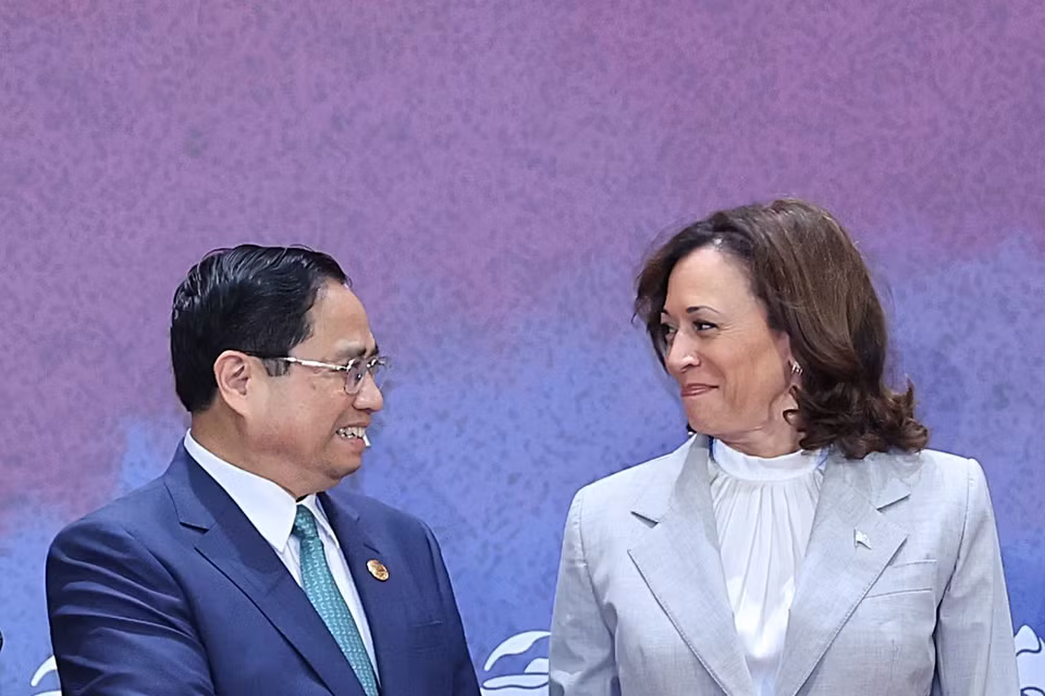 Thủ tướng Phạm Minh Chính và Phó Tổng thống Hoa Kỳ, Kamala Harris. (Ảnh: Dương Giang/TTXVN)