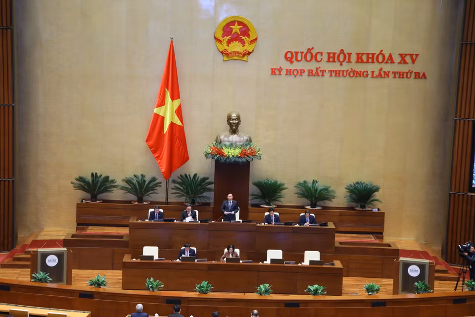 Chủ tịch Quốc hội Vương Đình Huệ phát biểu. (Ảnh: Văn Điệp/TTXVN)