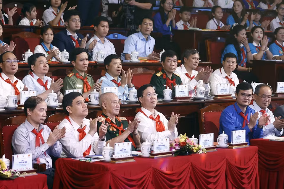 Chủ tịch nước Võ Văn Thưởng và các đại biểu dự Lễ kỷ niệm. (Ảnh: Thống Nhất/TTXVN)